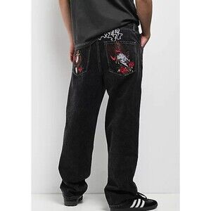 Ninth Hall Ambush Embroidered Black Denim Relaxed Jeans 30 Y2K Streetwear Zumiez